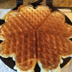 homemade waffles made with heart shaped waffle iron