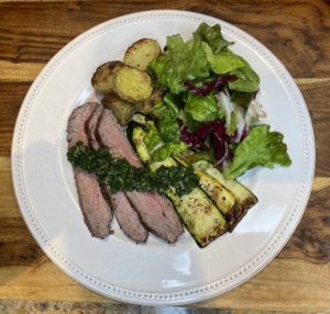 Whole 30 Day 5, Grilled Flank Steak and Zucchini with Chimichurri