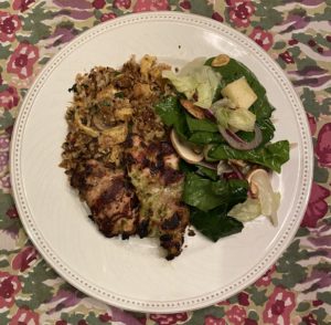 Whole 30 Day 11, Asian Chicken Thighs, Cauliflower Fried Rice, and Spinach Salad
