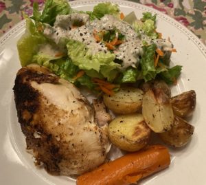Whole 30 Day 12, Instant Pot Roast Chicken and Salad with Tahini Ranch Dressing